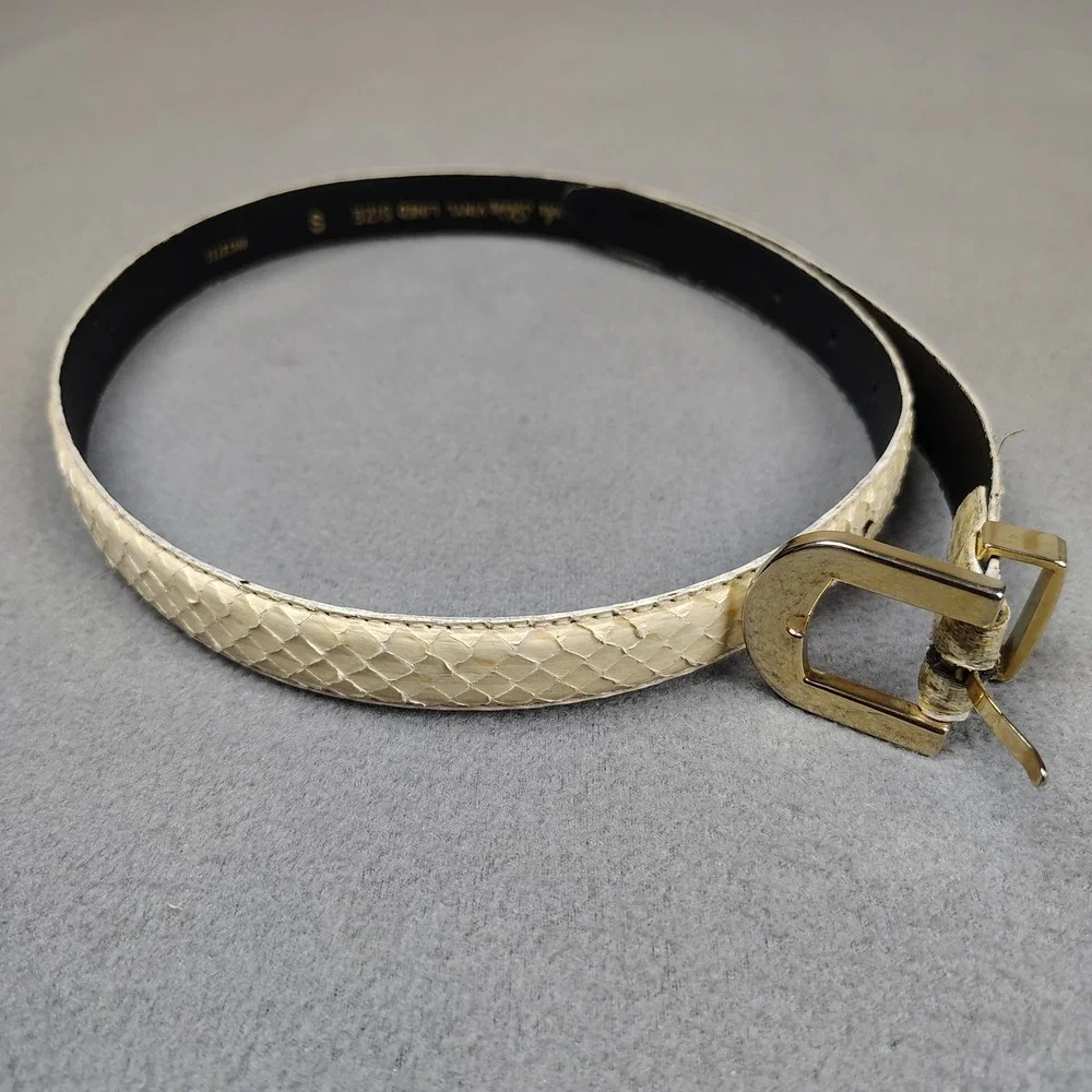 Vintage Robinsons Genuine Snake Skin Belt Women Small Gold Buckle Exotic Slim